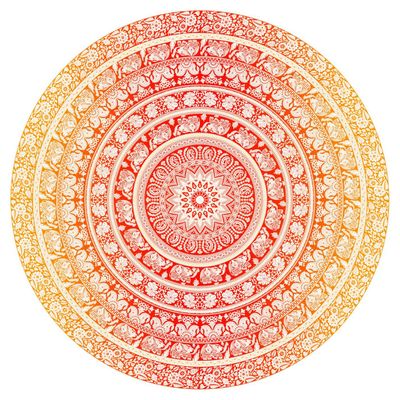 Mandala Wandkleed Rond Olifant Geel (180 cm)