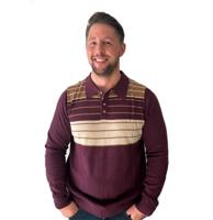 50% korting | Collectif Jo Striped Polo Jumper Burgundy-XL