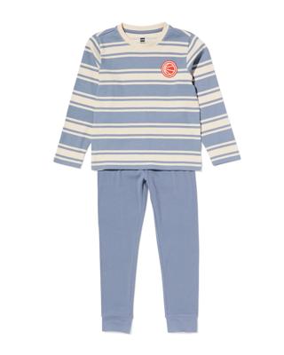 HEMA Kinderpyjama rib strepen blauw (blauw)