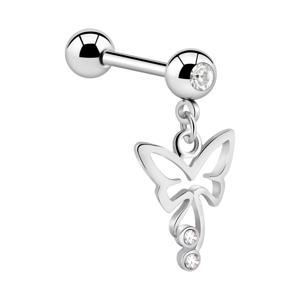 Jeweled Barbell with Charm Chirurgisch staal 316L / Belegde messing Barbells