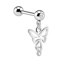 Jeweled Barbell with Charm Chirurgisch staal 316L / Belegde messing Barbells