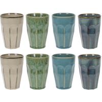 Koffiekopjes - porselein - multi kleuren - set 8x stuks - 330 ml