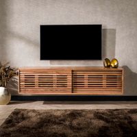 LifestyleFurn Hangend TV-meubel Sharolyn Massief Acaciahout, 150cm - Massief acacia naturel - thumbnail