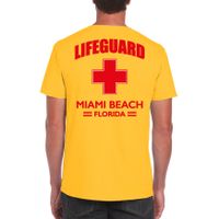 Carnaval reddingsbrigade/ lifeguard Miami Beach Florida t-shirt geel / achter bedrukking heren 2XL  -