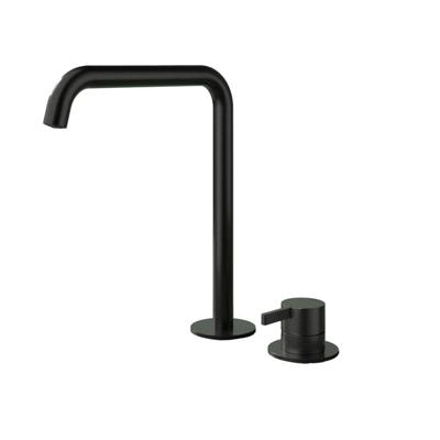 Hotbath Ace Wastafelmengkraan - hoog - opbouw - draaibare uitloop - 2gats - PVD - zwart geborsteld PVD AC023HMBP