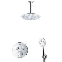Grohe - Adema Rise Regendoucheset - Inbouw - 2 functies - met Adema Rise hoofddouche 20cm - ronde handdouche - plafondarm - Grohe Grohtherm inbouwthermostaat - chroom sw105953 SW104917 SW696254 SW377830 SW542643 SW496