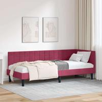 Hoekbedframe met hoofdeinde Wijnrood 80 x 200 cm Fluweel