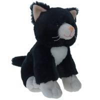 Cornelissen Kat/poes knuffel - 19 cm - zwart - katten - pluche