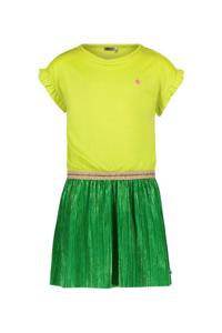 Like Flo Meisjes jurk glitter metallic - Lime groen