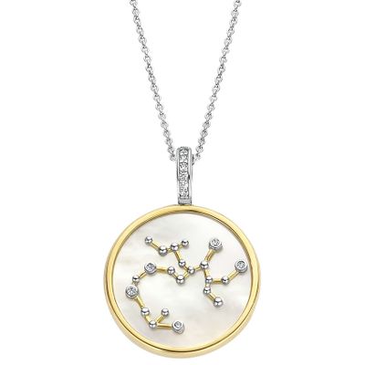 TI SENTO-Milano 6826SA Ketting Sterrenbeeld Boogschutter zilver-synth.kristal-parelmoer-zirconia goud-en zilverkleurig-wit 45 cm