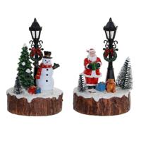 Decoratieve figuren DKD Home Decor LED Licht Hars Sneeuwpop (9 x 9 x 13 cm) (2 Stuks)