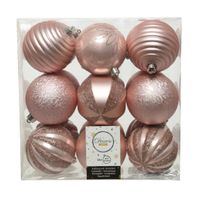 18x stuks kunststof kerstballen lichtroze (blush pink) 8 cm met luxe afwerking 18x stuks kunststof kerstballen lichtroze (blush pink) 8 cm met luxe afwerking