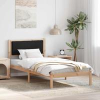 Bedframe met hoofdeinde Zwart 90 x 190 cm Massief grenenhout