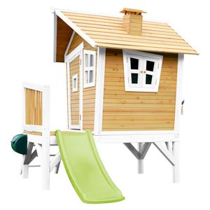 AXI Robin Speelhuis op palen & limoen groene glijbaan Speelhuisje voor de tuin / buiten in bruin & wit van FSC hout