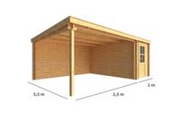 Blokhut met overkapping Els 450 cm bij 350 cm diep Lessenaarsdak - Warentuin collection