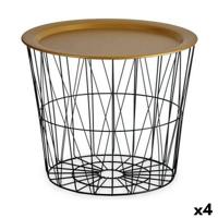 Bijzettafel Gift Decor Zwart Gouden 52 x 40 x 52 cm (4 Stuks)