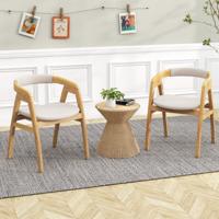 Bamboe Accentstoel Moderne Loungestoel met Zitkussen Stoel voor Woonkamer Slaapkamer Balkon Eetkamer Naturel