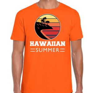 Hawaiian zomer t-shirt / shirt Hawaiian summer oranje voor heren