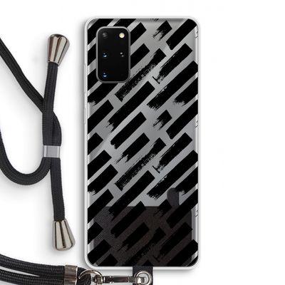 Zwarte vegen: Samsung Galaxy S20 Plus Transparant Hoesje met koord