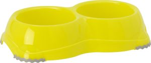 Moderna plastic katteneetbak dubbel Smarty 1 yellow (inhoud 2x 330 ml) - Gebr. de Boon