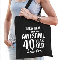Awesome 40 year / geweldig 40 jaar cadeau tas zwart voor dames - thumbnail