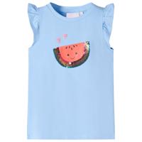 VidaXL Kindershirt met ruches aan de mouwen 104 lichtblauw