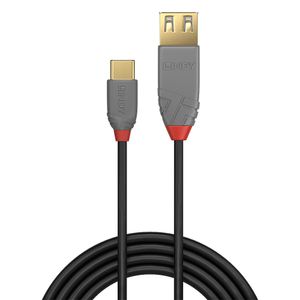 LINDY USB-kabel USB 2.0 USB-C stekker, USB-A bus 0.15 m Zwart 36897