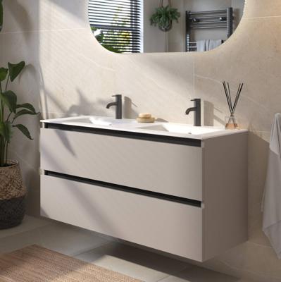 Saqu Gaia voorgemonteerd badmeubel met zwarte greeplijst incl. matte keramische wastafel 121x46cm mat greige