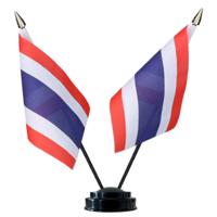 Thailand tafelvlaggetjes set - dubbele vlaggetjes op 1 standaard - 10 x 15 cm mini vlaggen