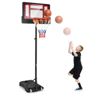 Basketbalstandaard 154-210 cm In Hoogte Verstelbaar Basketbalkorf met Standaard en 2 Wielen voor Kinderen/ Volwassenen voor Binnen/Buiten