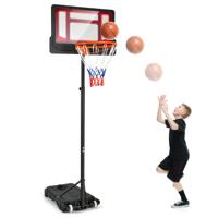 Basketbalstandaard 154-210 cm In Hoogte Verstelbaar Basketbalkorf met Standaard en 2 Wielen voor Kinderen/ Volwassenen voor Binnen/Buiten