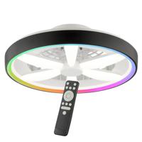 Brilliant Zwarte plafondventilatorGaiano met RGB lamp - G80935/06
