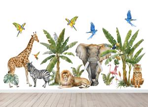 Muursticker - Safari-wilde dieren