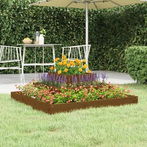 Plantenbak 80x80x27 cm massief grenenhout honingbruin