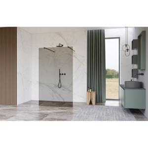 Fortifura Galeria Vrijstaande Inloopdouche - 90x200cm - Rookglas - antikalk - 8mm veiligheidsglas - wandsteunen - Geborsteld Gunmetal PVD SW927771 2x/SW797938
