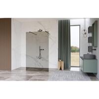 Fortifura Galeria Vrijstaande Inloopdouche - 90x200cm - Rookglas - antikalk - 8mm veiligheidsglas - wandsteunen - Geborsteld Gunmetal PVD SW927771 2x/SW797938