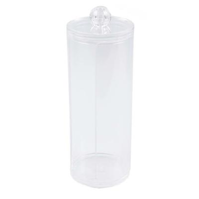 Wattenschijfjes/make-up organizer - 1 compartiment - transparant - rond - kunststof - D6 x 18 cm