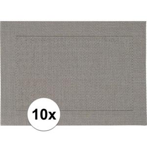 Tafel Placemats - 10x stuks - grijs - gevlochten - 45 x 30 cm - onderleggers