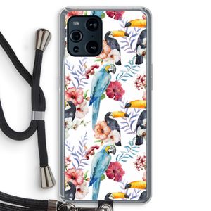 Bloemen tukan: Oppo Find X3 Pro Transparant Hoesje met koord
