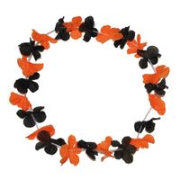 Bloemen krans zwart met oranje - thumbnail