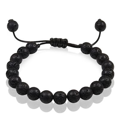 Verstelbare kralen armband Memphis Zwart Lavasteen 8mm