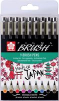 Sakura brushpen Pigma Brush, etui van 9 stuks, in geassorteerde kleuren - thumbnail