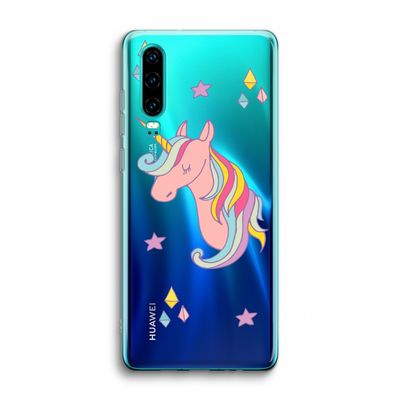 Roze eenhoorn: Huawei P30 Transparant Hoesje
