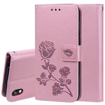 Rose reliëf horizontale Flip PU lederen case voor Huawei Honor 8S/Y5 (2019) met houder & kaartsleuven & portemonnee (Rose goud)