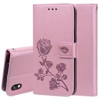 Rose reliëf horizontale Flip PU lederen case voor Huawei Honor 8S/Y5 (2019) met houder & kaartsleuven & portemonnee (Rose goud)