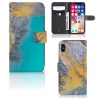 Apple iPhone Xs Max | Bookcase | Marble Blue Gold