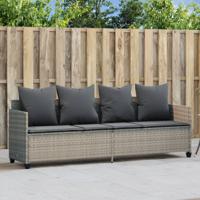 Ligbed met kussenpoly rattan lichtgrijs