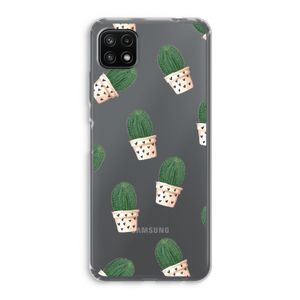 Cactusprint roze: Samsung Galaxy A22 5G Transparant Hoesje