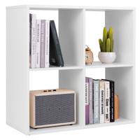 4-Cubus Plank 2-Niveau Boekenkast Anti-Kantel Kit Vrijstaande Boekenkast Rustieke Stijl Open Display Plank voor Kantoor Woonkamer