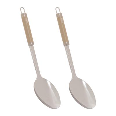 5Five lepel Paris - 2x - 32 cm - RVS - aluminium - beige/zilver - keukengerei